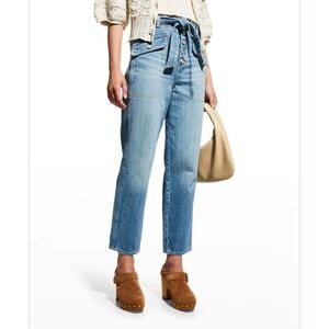 Veronica Beard Jeans Rinley Straight Leg Belted Cropped Size 27 (No Belt) Blue‎